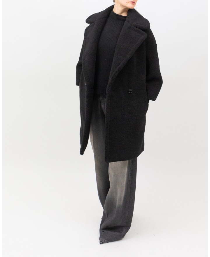 Herno - Women's Short Black Teddy Coat GC000492D 12735 9300 I25