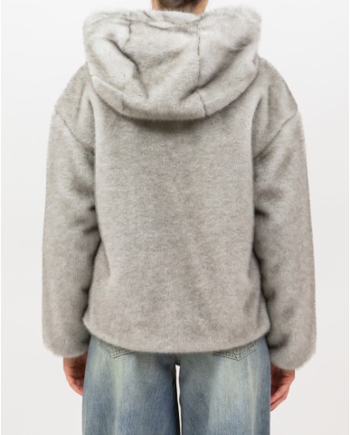 Herno - Women's Short Gray Fur Bomber Jacket GI000318D 12739 9410 I25