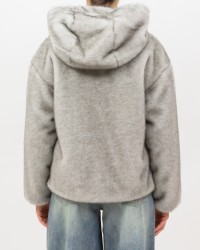 Herno - Women's Short Gray Fur Bomber Jacket GI000318D 12739 9410 I25