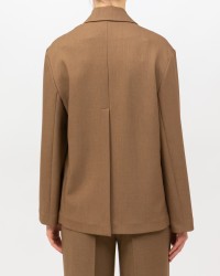 Inès - Women's Tobacco Double-Breasted Jacket with Slit 4010 4334 43 I25