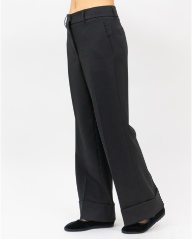 Inès - Women's Black Turn-Up Trousers 4350 4334 99 I25