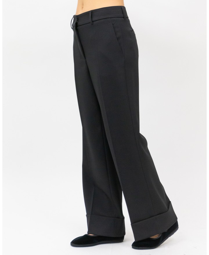 Inès - Women's Black Turn-Up Trousers 4350 4334 99 I25