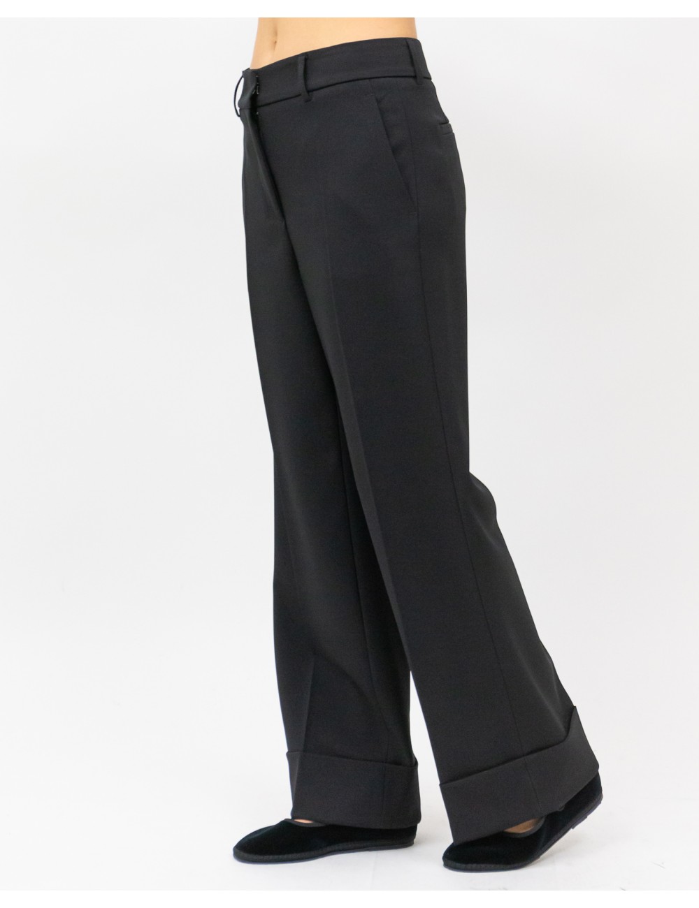 Inès - Women's Black Turn-Up Trousers 4350 4334 99 I25