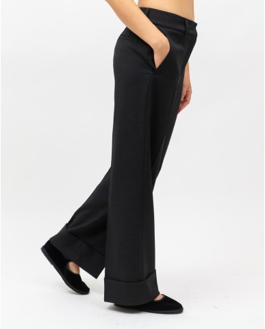 Inès - Women's Black Turn-Up Trousers 4350 4334 99 I25