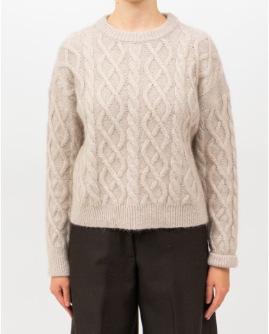 Peserico - Maglia Alpaca Treccia Beige Donna M99478F05 047 I25