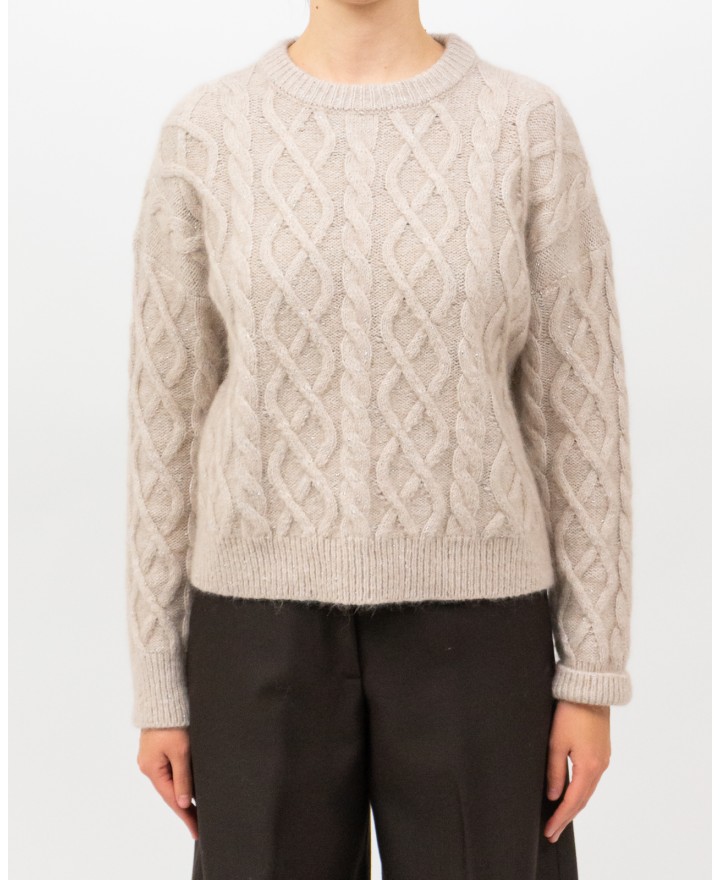 Peserico - Maglia Alpaca Treccia Beige Donna M99478F05 047 I25