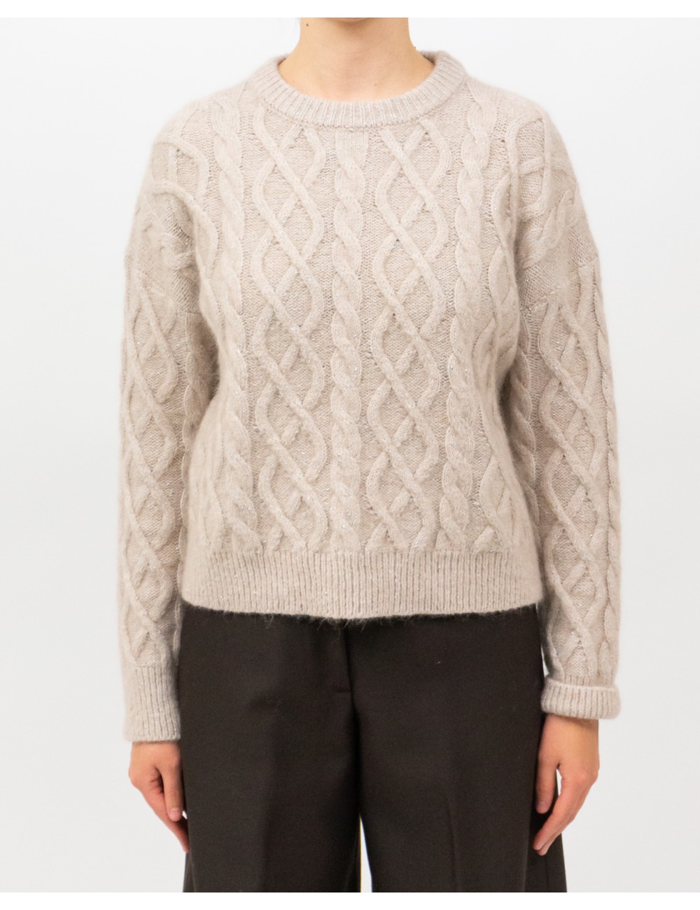 Peserico - Maglia Alpaca Treccia Beige Donna M99478F05 047 I25