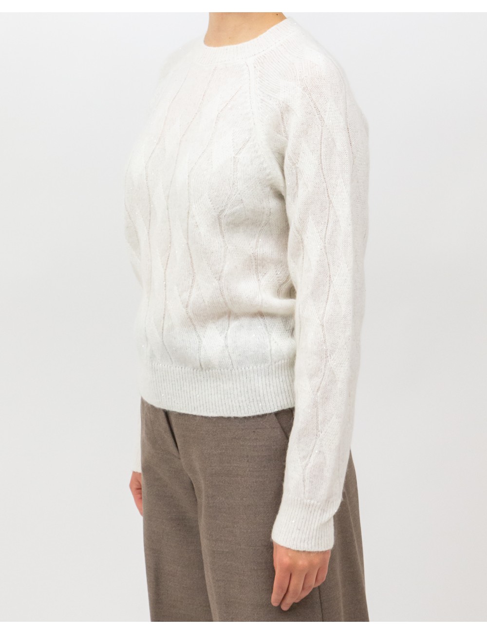 Peserico - Maglia Girocollo Alpaca Bianca Donna S99375F07 03A I25