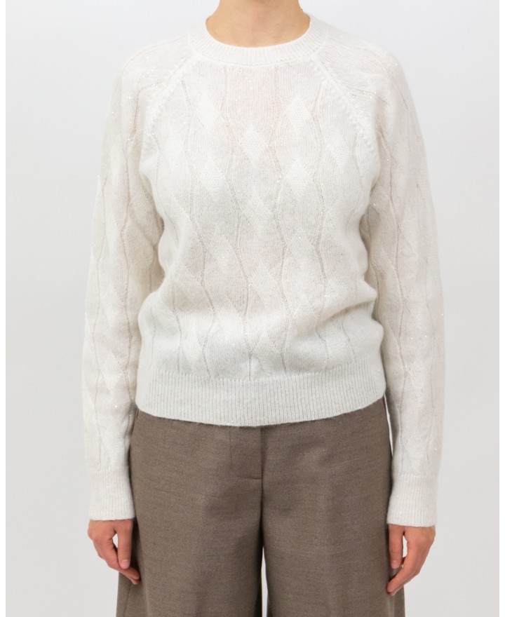 Peserico - Maglia Girocollo Alpaca Bianca Donna S99375F07 03A I25