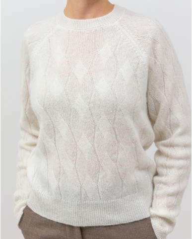 Peserico - Maglia Girocollo Alpaca Bianca Donna S99375F07 03A I25
