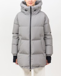 Herno - Women's Long Laminar Down Jacket in Gray PI00370DL 11106 9436 I25
