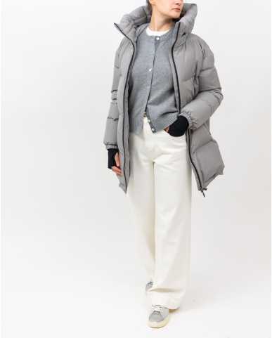 Herno - Women's Long Laminar Down Jacket in Gray PI00370DL 11106 9436 I25