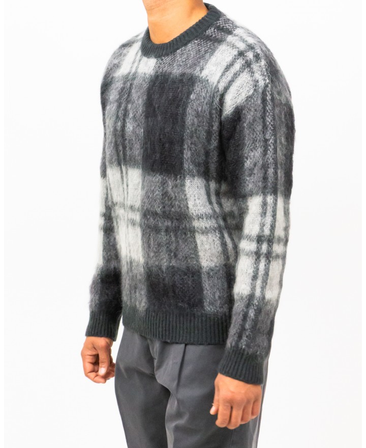 Roberto Collina - Maglia Girocollo Quadri Grigia Uomo M15001 21 PIOMBO I25