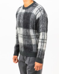 Roberto Collina - Maglia Girocollo Quadri Grigia Uomo M15001 21 PIOMBO I25