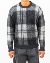 Roberto Collina - Maglia Girocollo Quadri Grigia Uomo M15001 21 PIOMBO I25