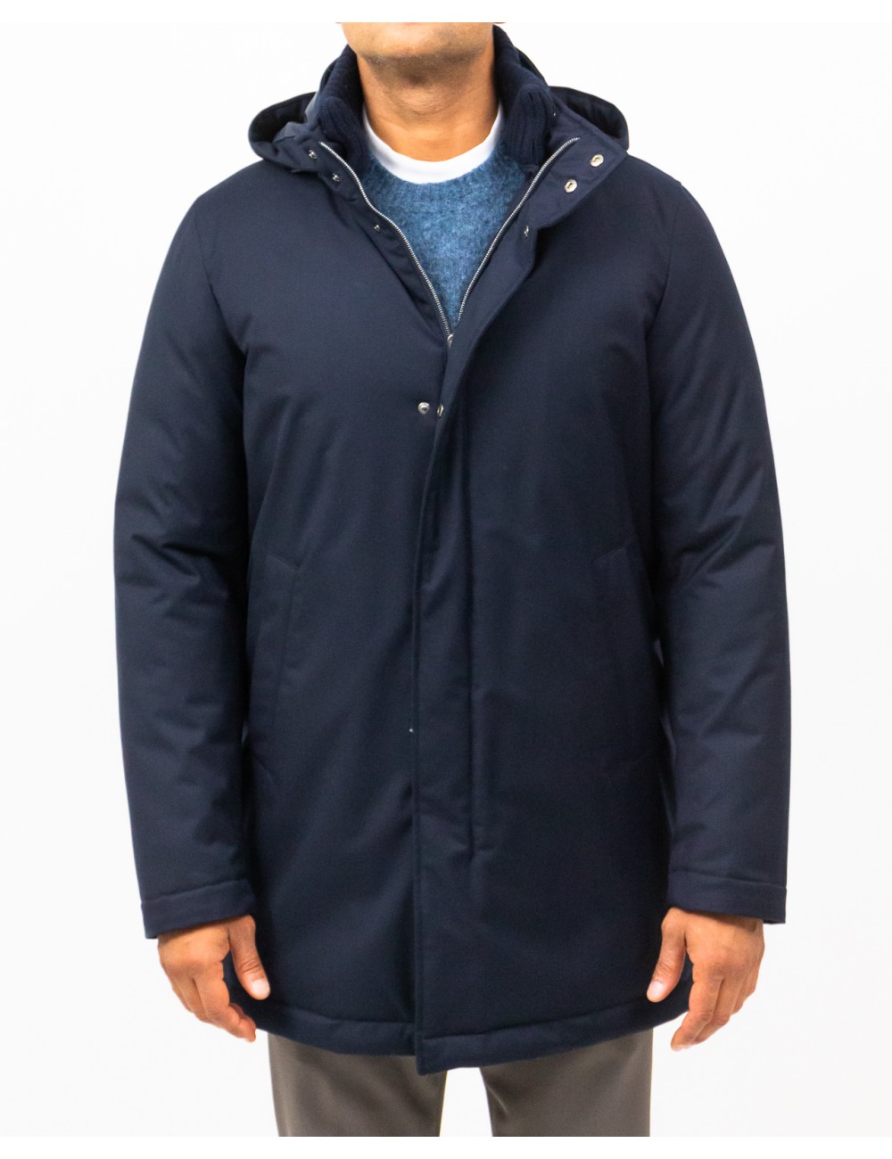 Herno - Piumino Collo in Maglia Blu Uomo PI001155U 12638 9200 I25