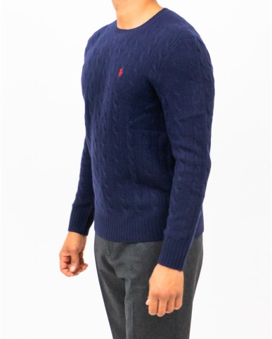 Polo Ralph Lauren - Maglia Girocollo Treccia Blu Uomo 710876762002 I25