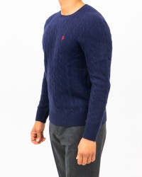 Polo Ralph Lauren - Maglia Girocollo Treccia Blu Uomo 710876762002 I25