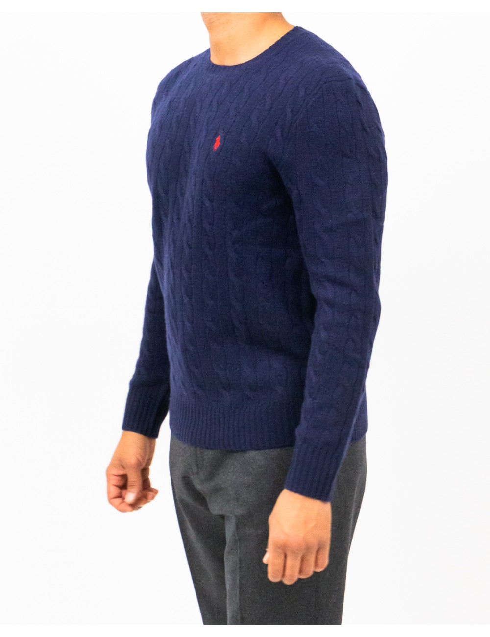 Polo Ralph Lauren - Maglia Girocollo Treccia Blu Uomo 710876762002 I25