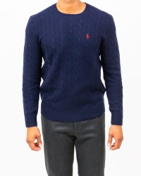 Polo Ralph Lauren - Maglia Girocollo Treccia Blu Uomo 710876762002 I25