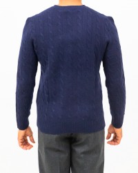 Polo Ralph Lauren - Maglia Girocollo Treccia Blu Uomo 710876762002 I25