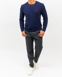 Polo Ralph Lauren - Maglia Girocollo Treccia Blu Uomo 710876762002 I25