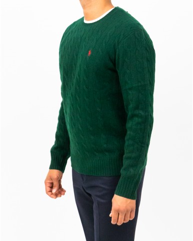 Polo Ralph Lauren - Maglia Girocollo Treccia Verde Uomo 710876762004 I25