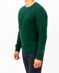 Polo Ralph Lauren - Maglia Girocollo Treccia Verde Uomo 710876762004 I25