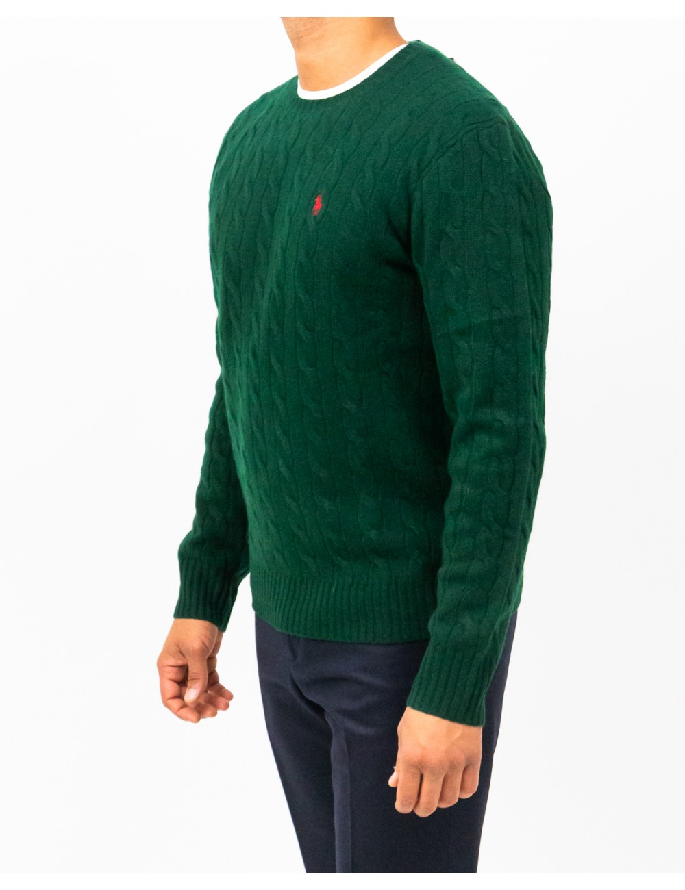 Polo Ralph Lauren - Maglia Girocollo Treccia Verde Uomo 710876762004 I25