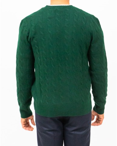 Polo Ralph Lauren - Maglia Girocollo Treccia Verde Uomo 710876762004 I25