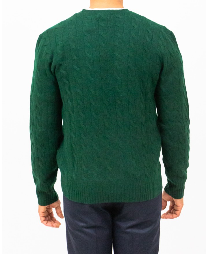 Polo Ralph Lauren - Maglia Girocollo Treccia Verde Uomo 710876762004 I25