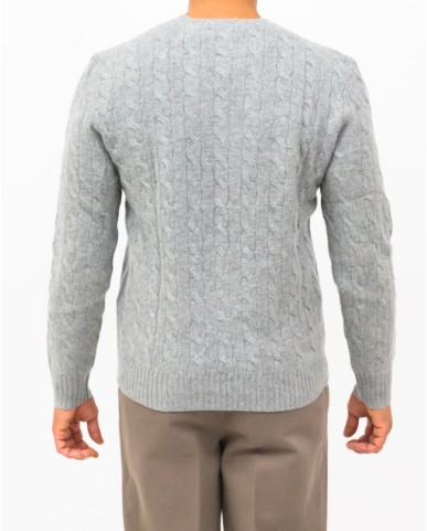 Polo Ralph Lauren - Maglia Girocollo Treccia Grigio Perla Uomo 710876762012 I25