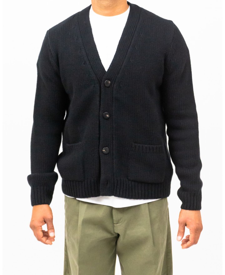 A Trip In A Bag - Cardigan Scollo V Nero Uomo ATF7310 100 BLACK I25