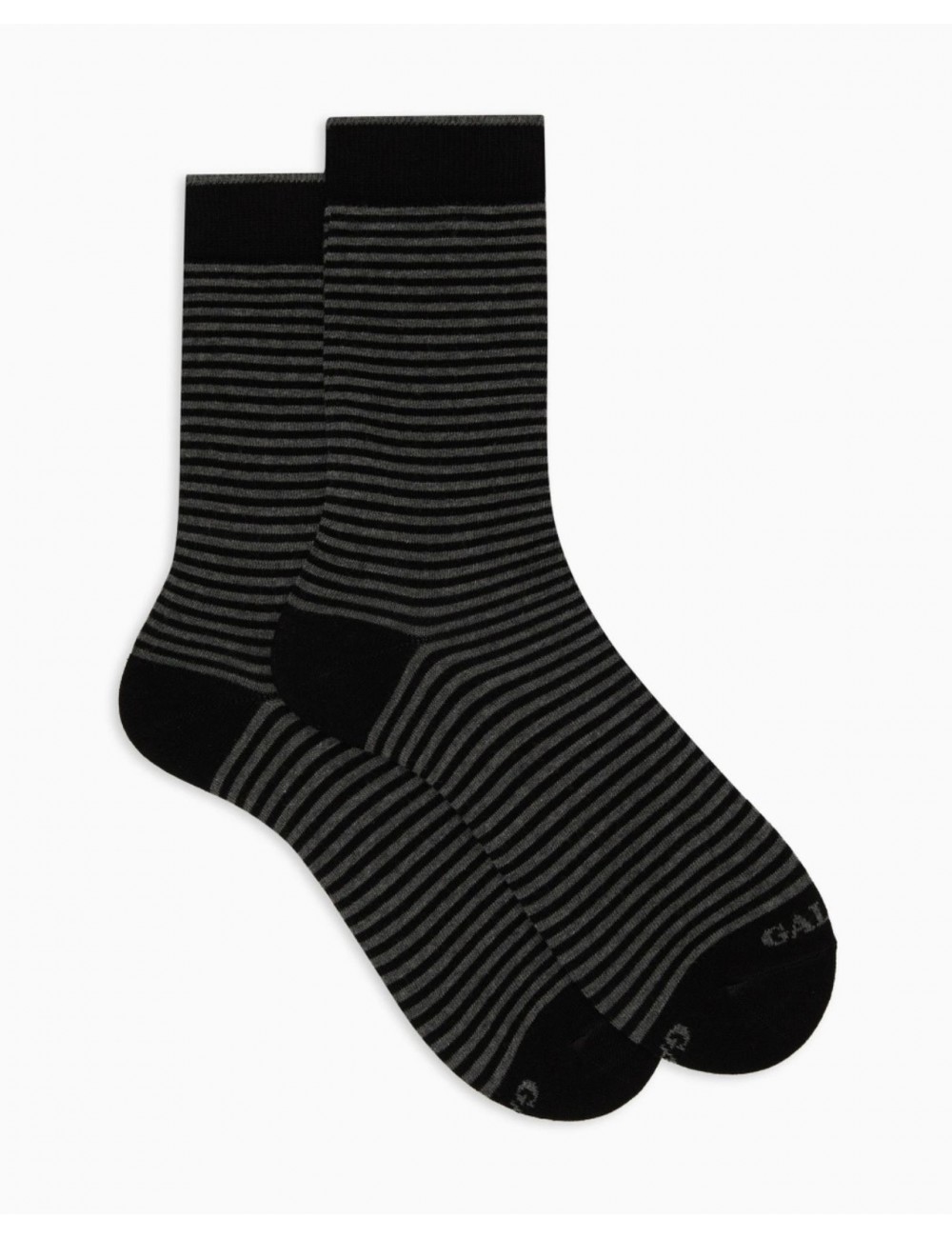 Gallo - Men's Black Windsor Striped Calf Socks AP102902 12164 NERO I25