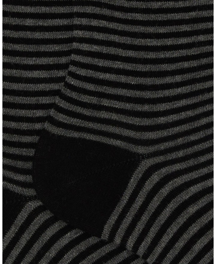 Gallo - Men's Black Windsor Striped Calf Socks AP102902 12164 NERO I25