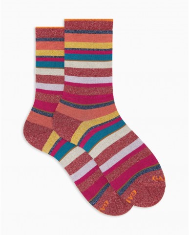 Gallo - Calze al Polpaccio Righe Lurex Rosa Donna AP512028 13725 AMARA I25