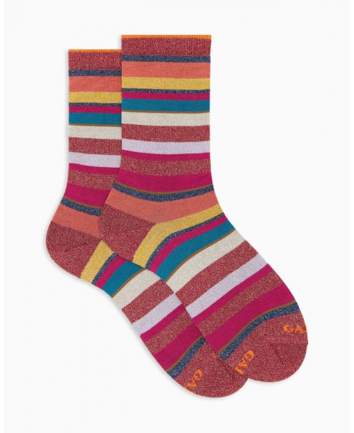 Gallo - Calze al Polpaccio Righe Lurex Rosa Donna AP512028 13725 AMARA I25