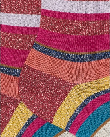 Gallo - Calze al Polpaccio Righe Lurex Rosa Donna AP512028 13725 AMARA I25