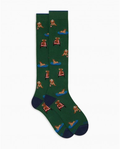 Gallo - Calze al Ginocchio Cani Verdi Uomo AP516285 14777 BASIL I25