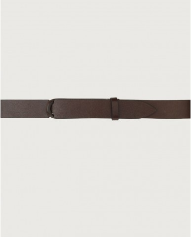 Orciani - NoBuckle Saffiano Brown Leather Belt for Men NB0061 SAF TMO CON