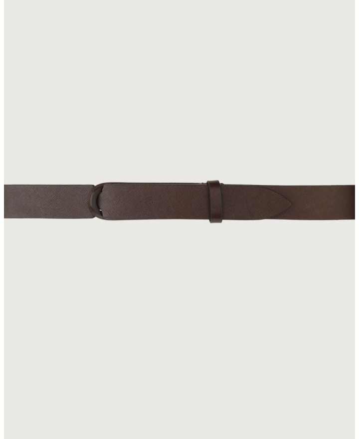 Orciani - NoBuckle Saffiano Brown Leather Belt for Men NB0061 SAF TMO CON