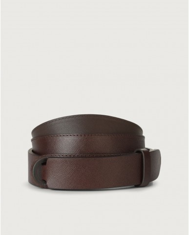 Orciani - NoBuckle Saffiano Brown Leather Belt for Men NB0061 SAF TMO CON