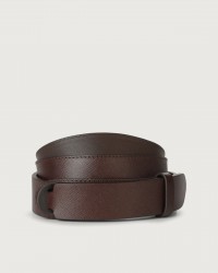 Orciani - NoBuckle Saffiano Brown Leather Belt for Men NB0061 SAF TMO CON
