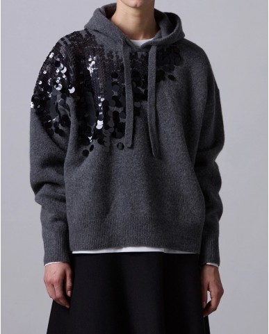 Roberto Collina - Women's Gray Sequin Sweatshirt F22007 18 GRIGIO I25