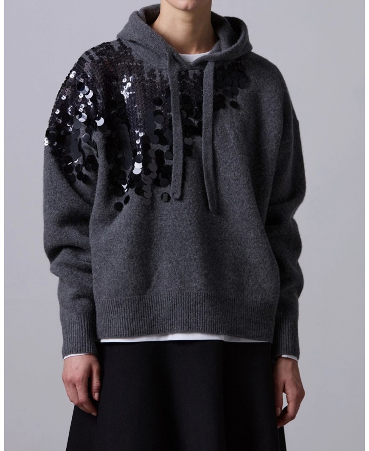 Roberto Collina - Felpa Paillettes Grigia Donna F22007 18 GRIGIO I25