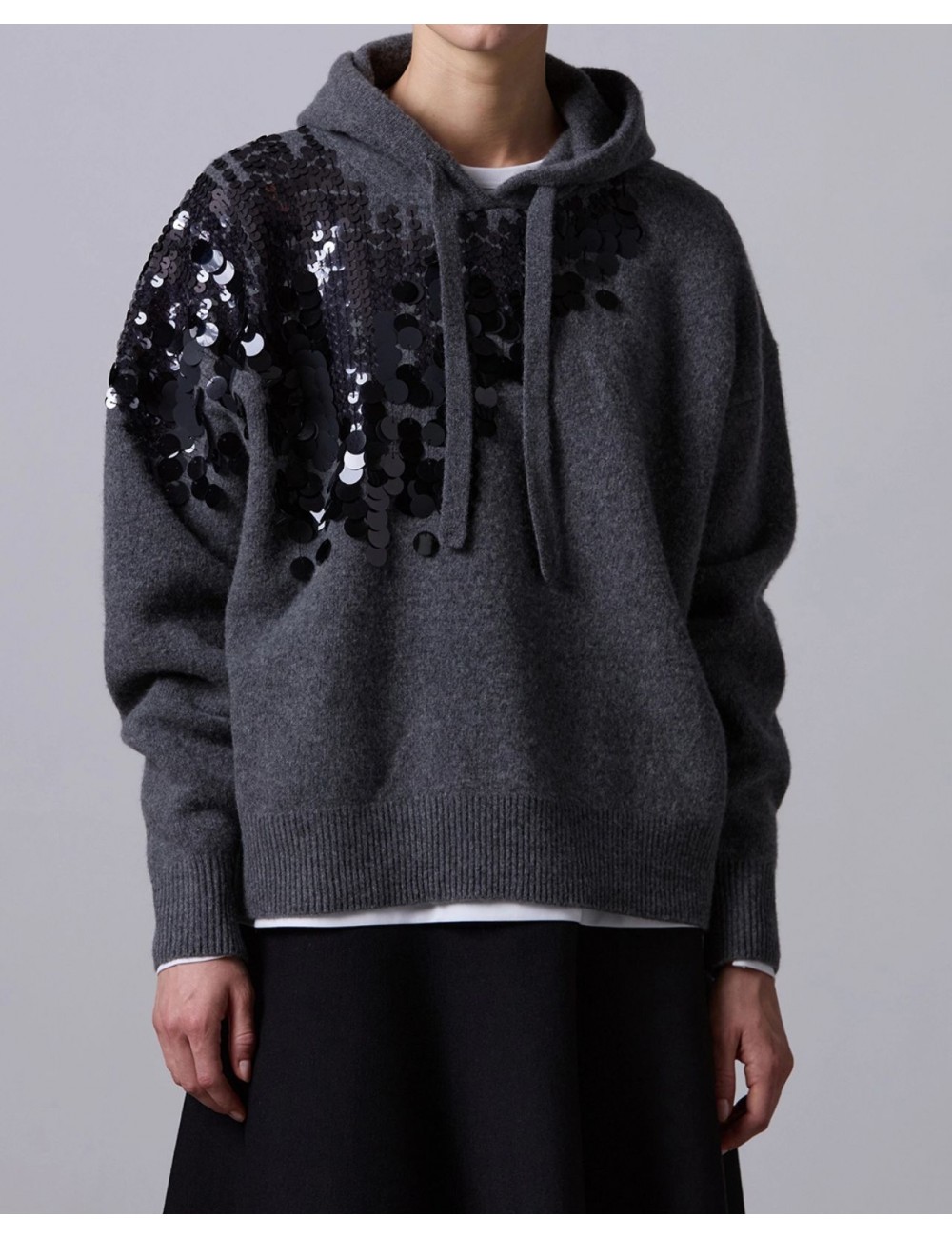 Roberto Collina - Felpa Paillettes Grigia Donna F22007 18 GRIGIO I25