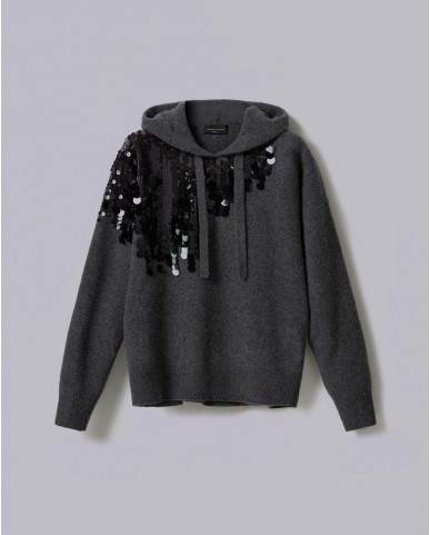 Roberto Collina - Felpa Paillettes Grigia Donna F22007 18 GRIGIO I25