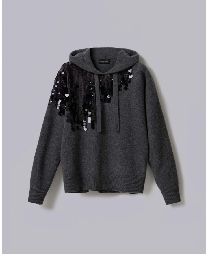 Roberto Collina - Felpa Paillettes Grigia Donna F22007 18 GRIGIO I25