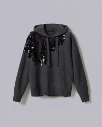 Roberto Collina - Felpa Paillettes Grigia Donna F22007 18 GRIGIO I25