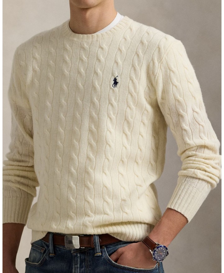 Polo Ralph Lauren - Maglia Girocollo Treccia Crema Uomo 710876762010 I25